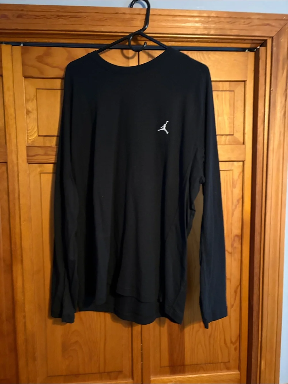 Jordan Black Long Sleeve Crew with White Jumpman